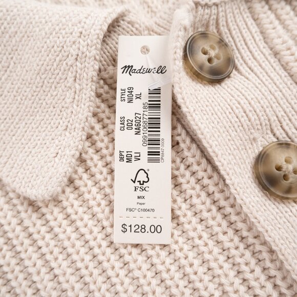 NEW MADEWELL Cotton-Linen Long-Sleeve Sweater Polo size XL - Picture 4 of 12